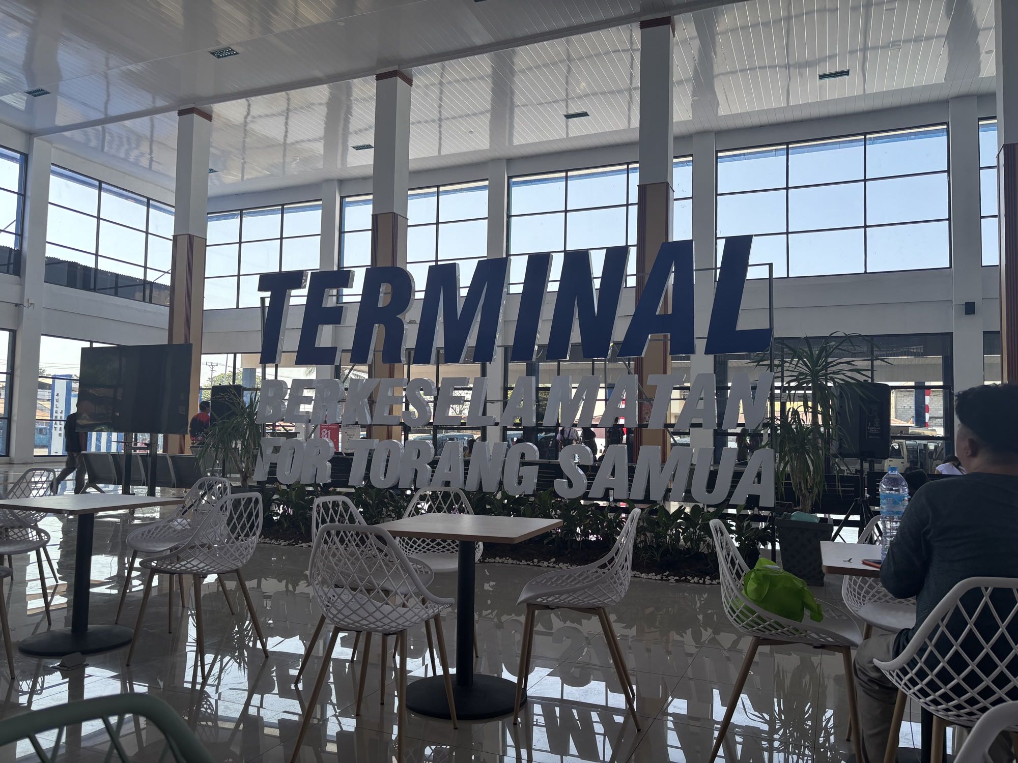 Arriving at the bus terminal in Manado