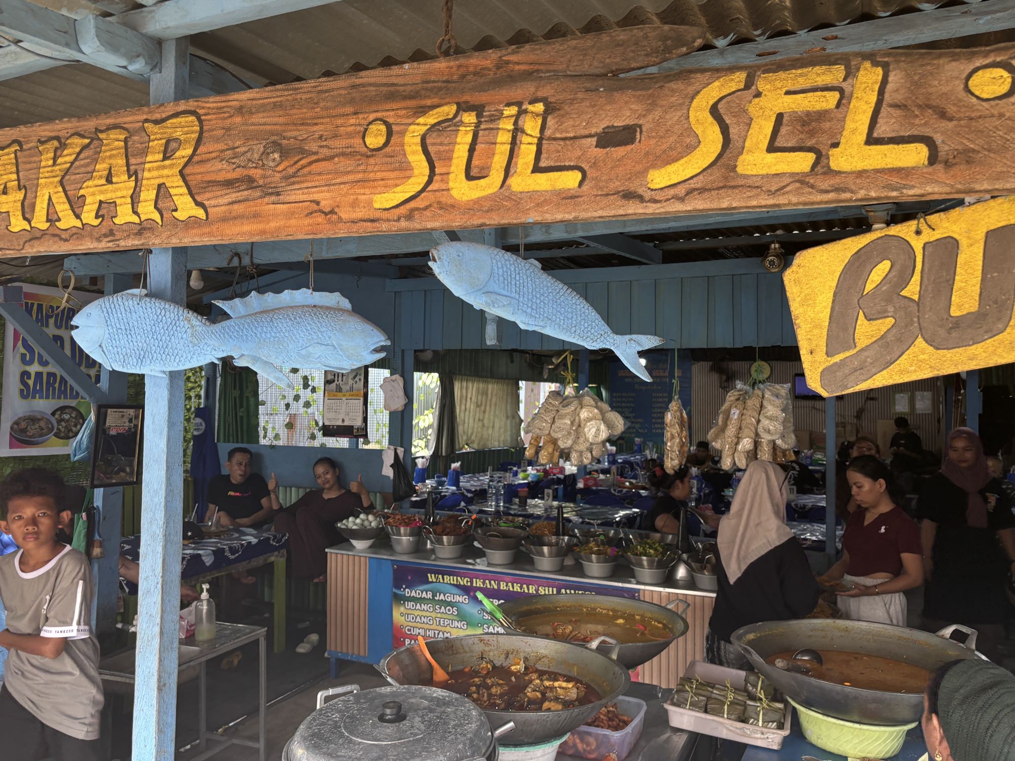 Sitting down for lunch at a Sulawesi-style restaurant in Tarakan