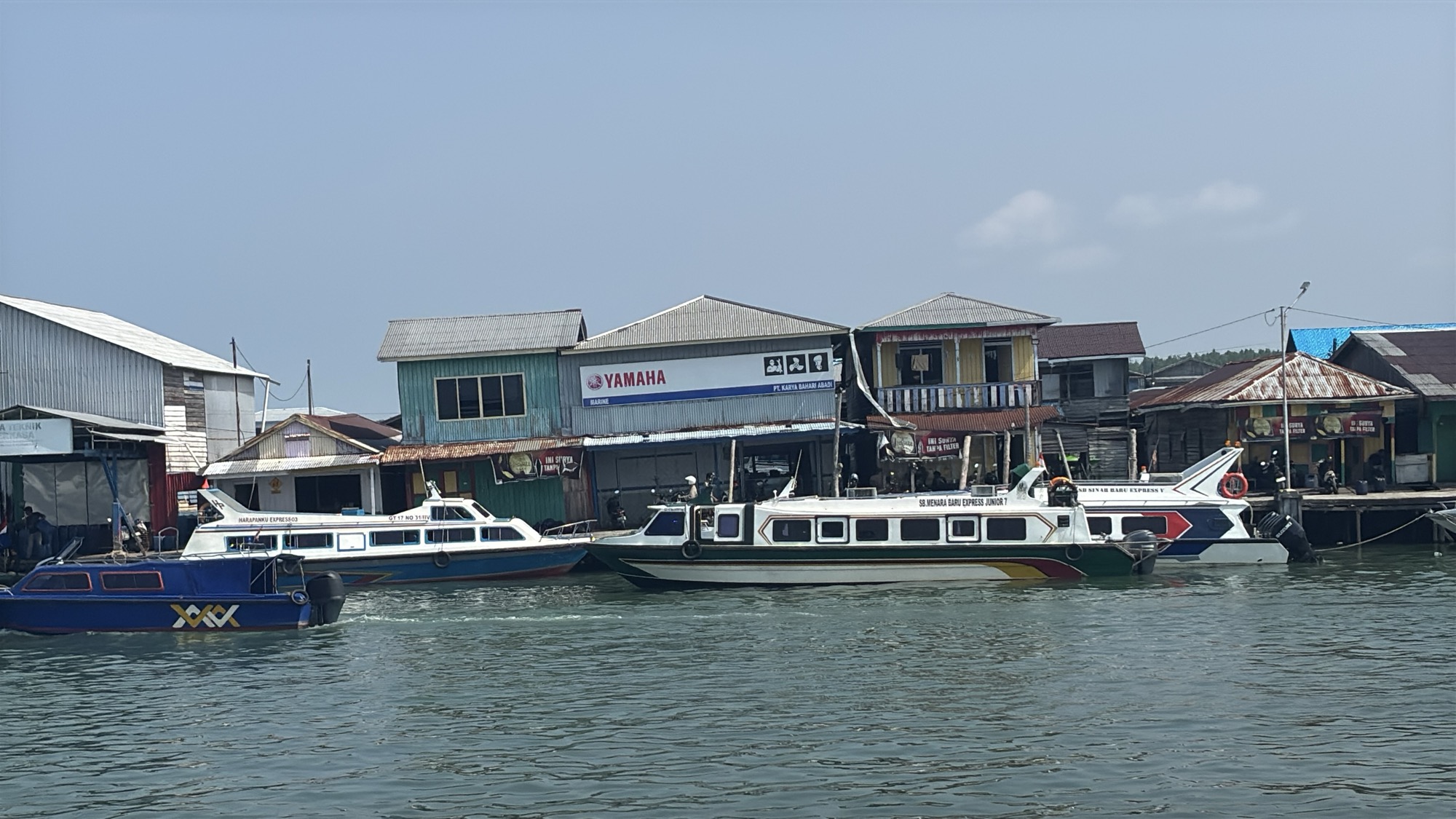 Stilt houses of a water village near the port in Tarakan