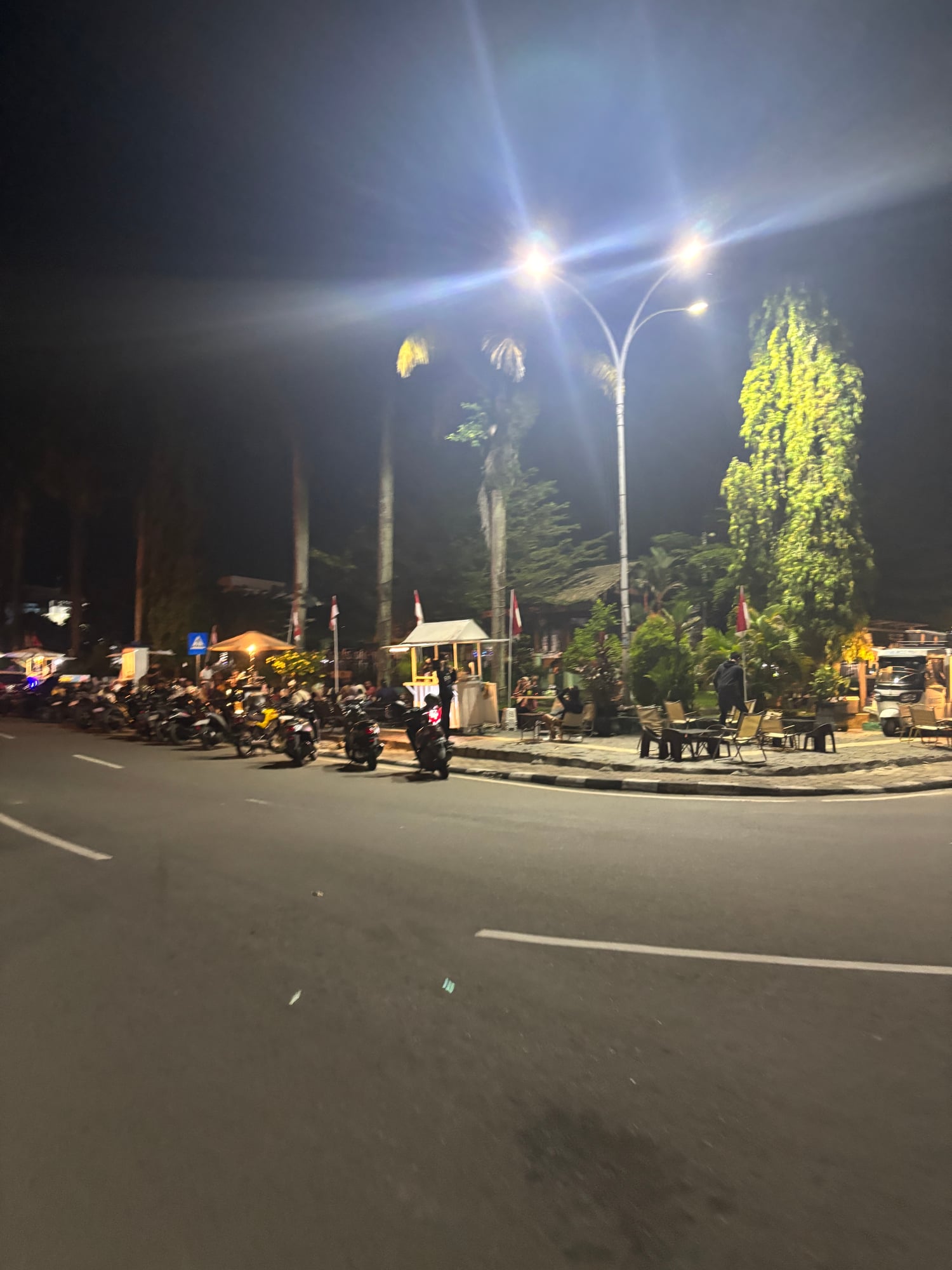 The lively town square in Nunukan at night