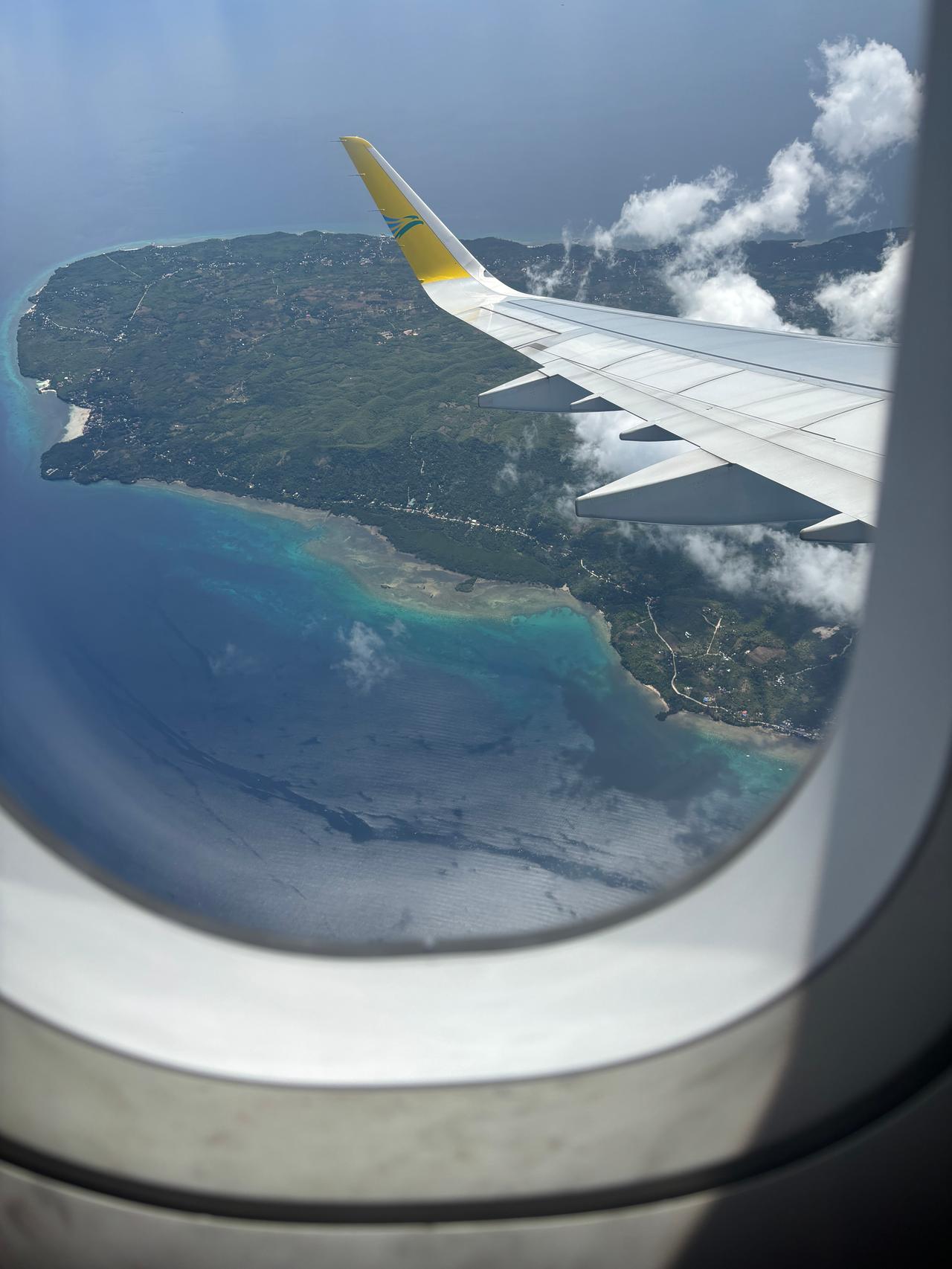 Stunning aerial view of the Philippine islands as the plane descended into Cebu.