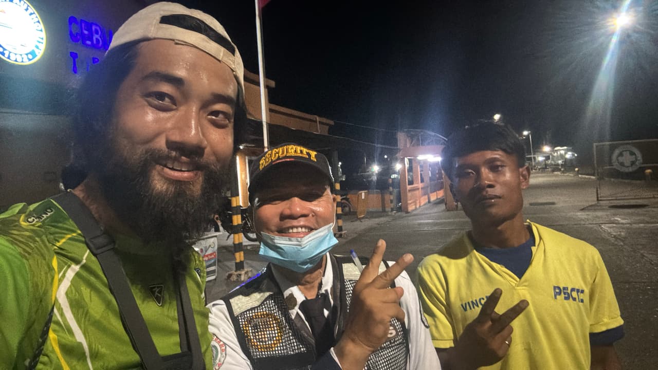 With the ferry security guards at Toledo port before departure