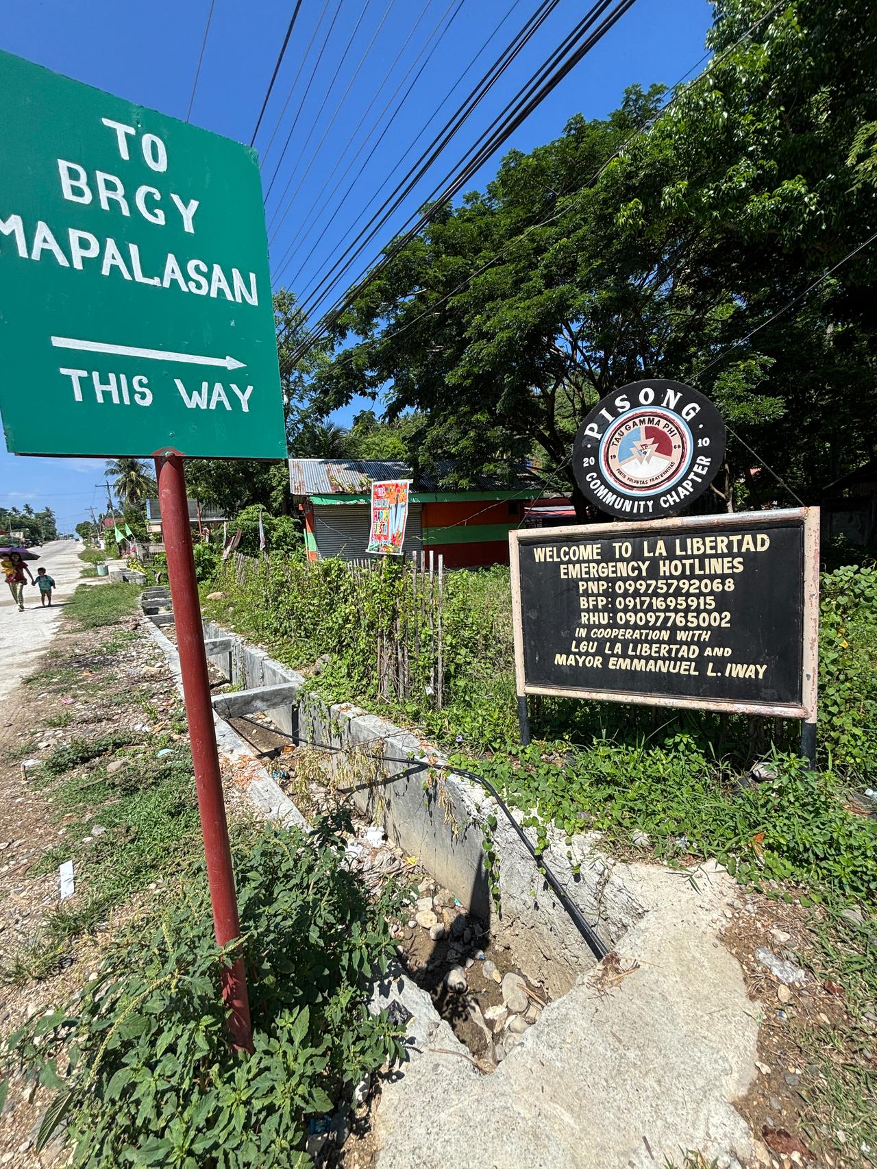 A roadside sign encountered during the cycling journey