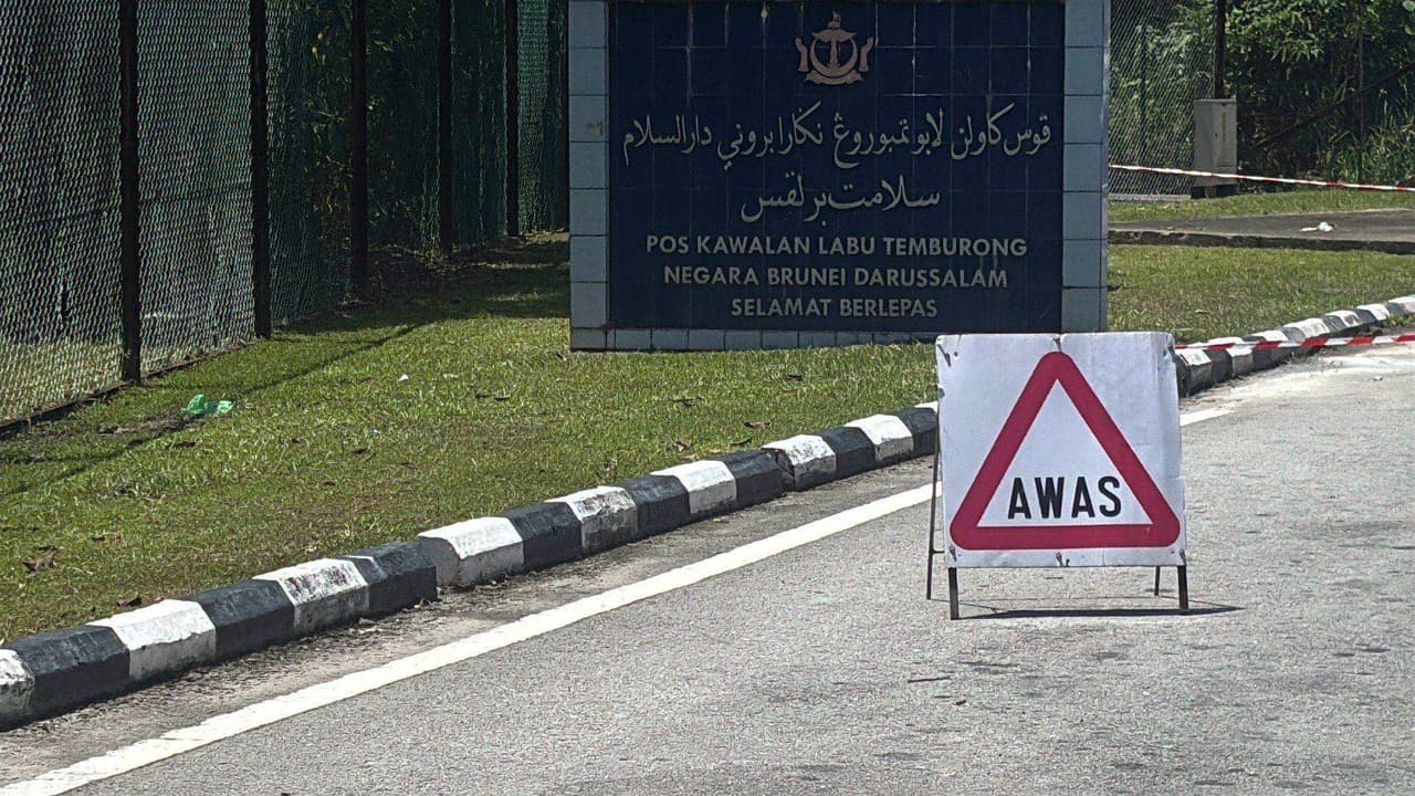 The Brunei checkpoint sign at the Labu, Temburong border crossing