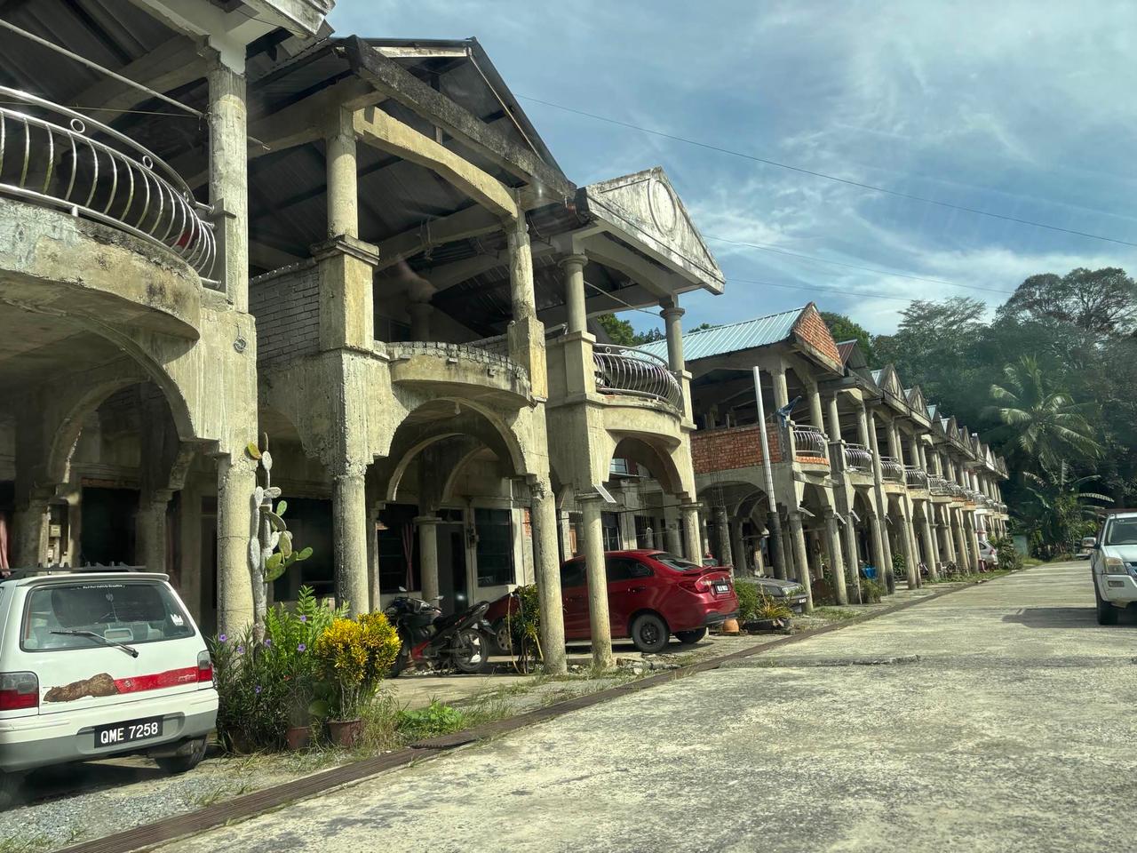 A traditional Sarawak longhouse built on wooden pillars