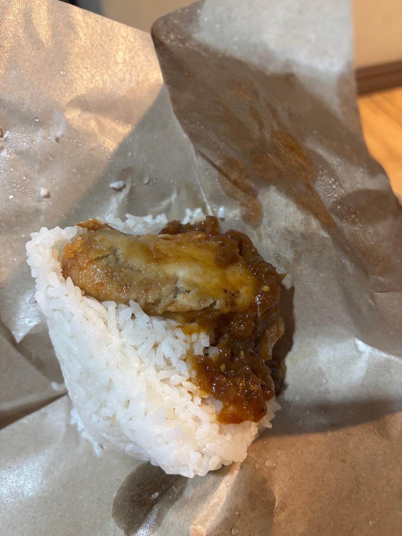 Nasi Katok: rice topped with fried chicken and sambal