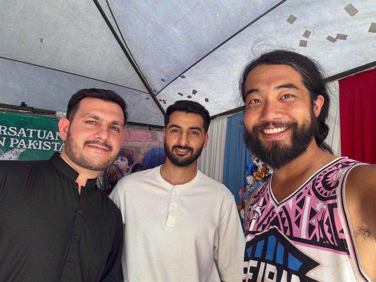 A selfie with two friendly guys at the Pakistan booth