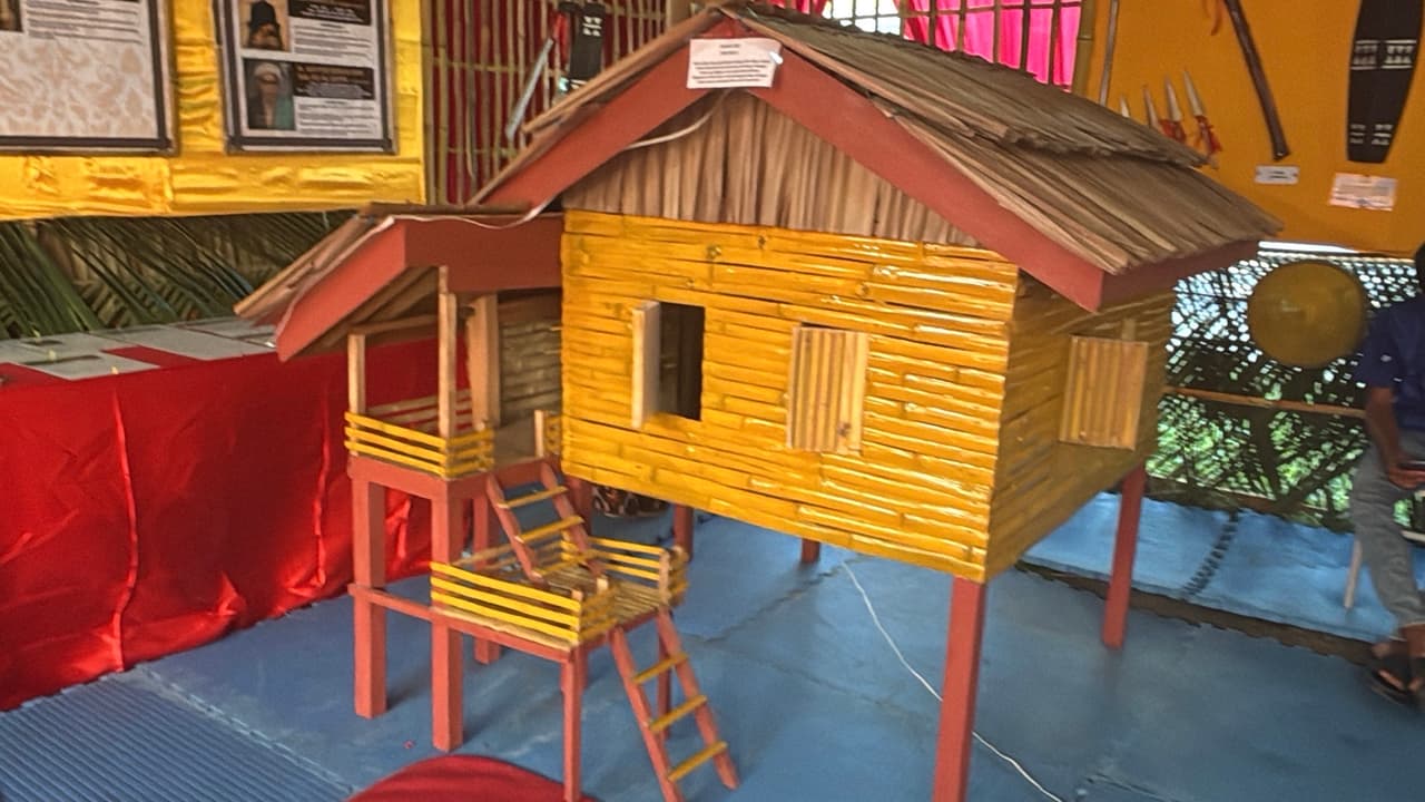 A miniature model of a traditional Kaili stilt house