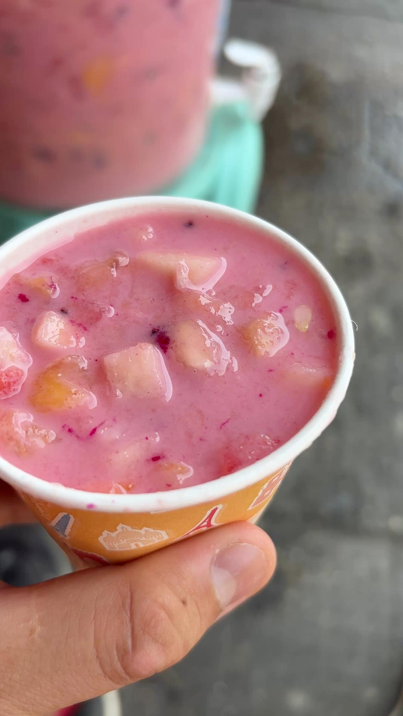 A refreshing "Plot Mix" fruit drink from a street vendor