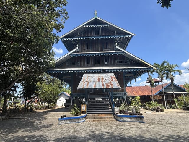 A tiered traditional wooden hall that now houses a local museum.
